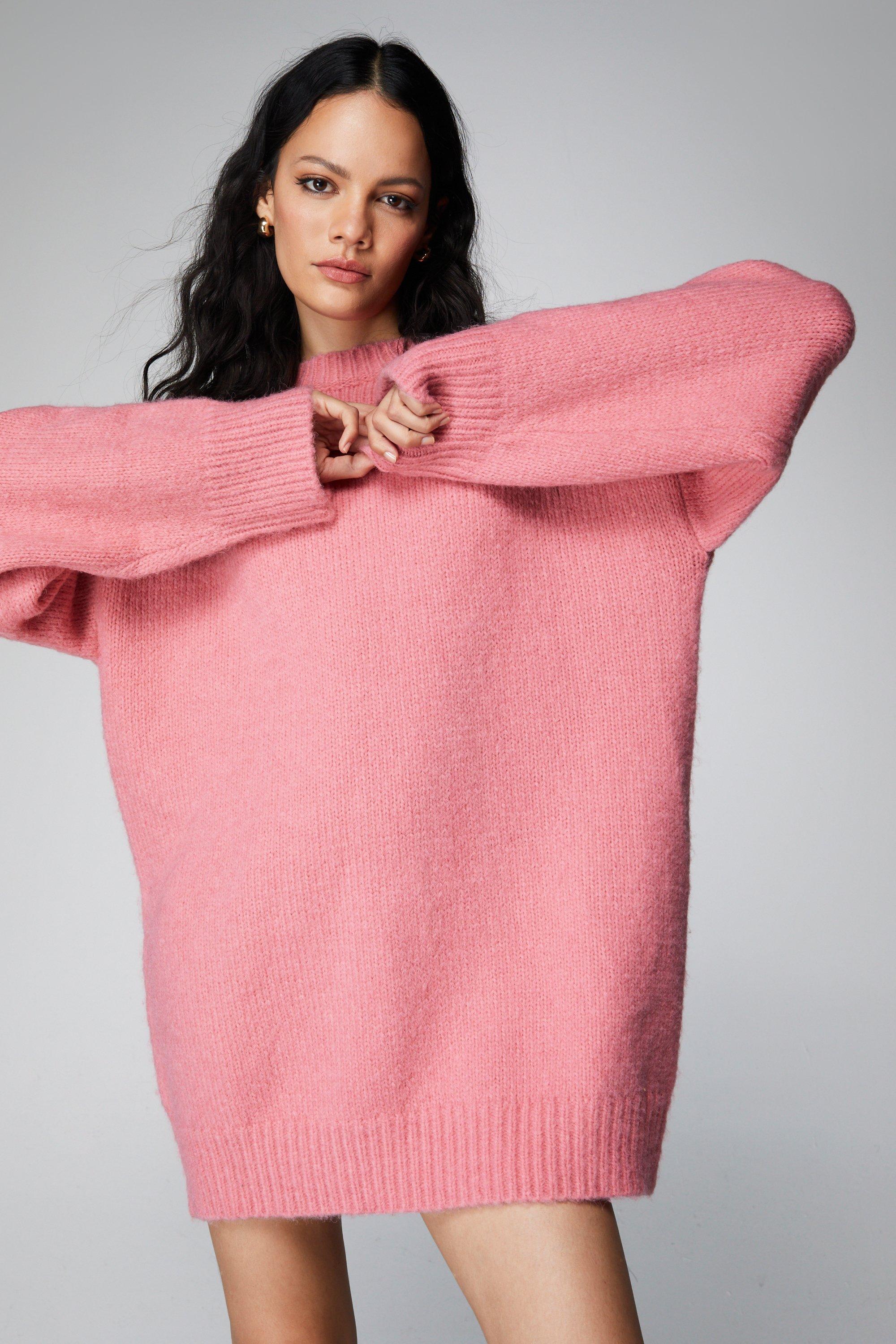 Brushed Knit Crew Neck Sweater Dress | Nasty Gal